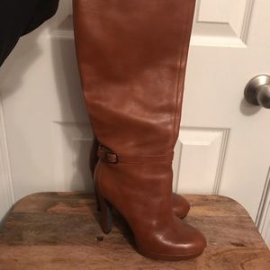 Jessica Simpson Camel Leather Heeled Knee Boots